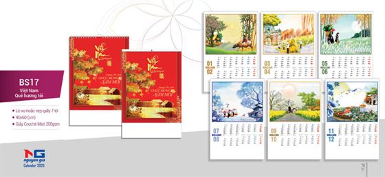 in lịch 7 tờ nẹp giấy in lịch nẹp giấy 7 tờ