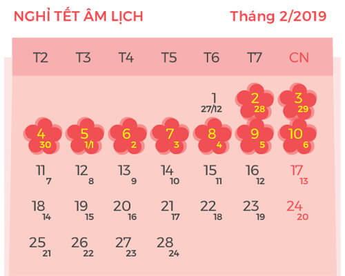 nghỉ tết 2019