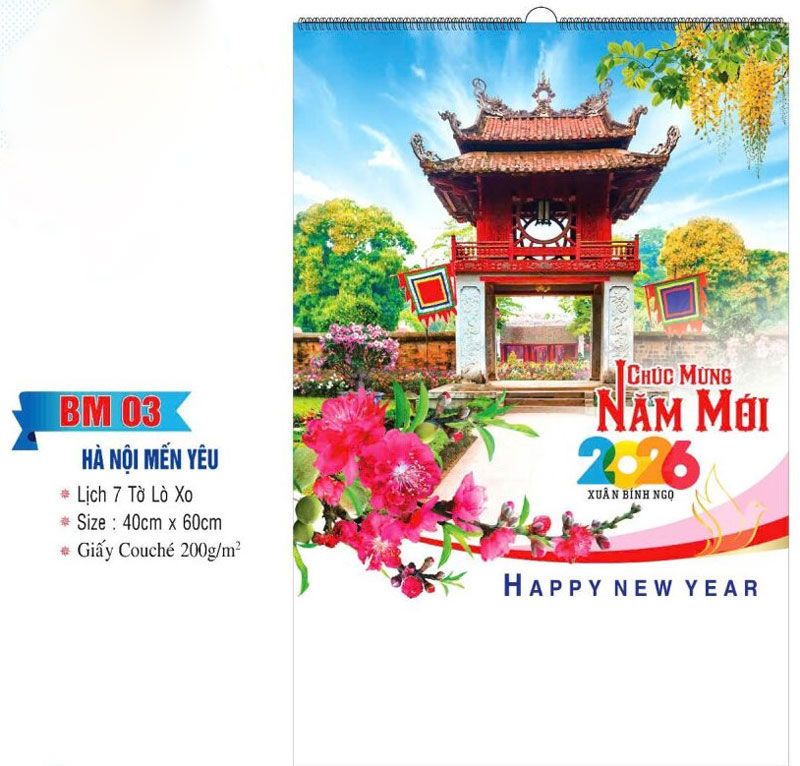 mẫu lịch treo tường đẹp