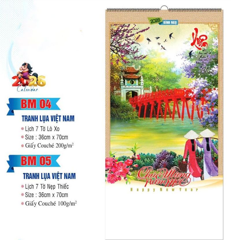 mẫu lịch treo tường 2026