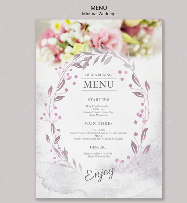 menu thực đơn tiệc cưới