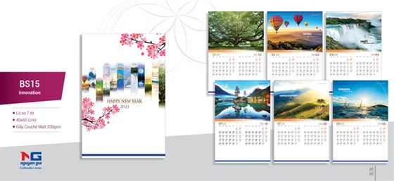 lịch treo tường lò xo 7 tờ Mẫu lịch treo tường đẹp