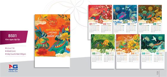 in lịch treo tường 7 tờ in lịch treo tường 7 tờ