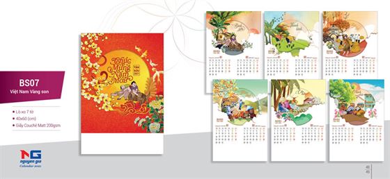 mẫu lịch lò xo 7 tờ đẹp lịch lò xo 7 tờ nẹp giấy