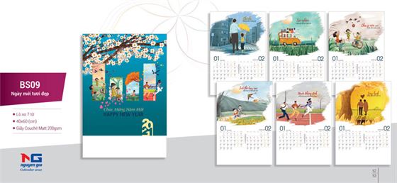 in lịch 7 tờ nẹp giấy in lịch nẹp giấy 7 tờ