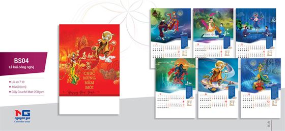 lịch lò xo 7 tờ đẹp Mẫu lịch lò xo 7 tờ 2020