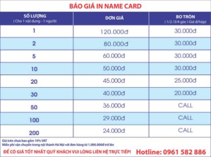 Hình ảnh của Báo giá in card visit