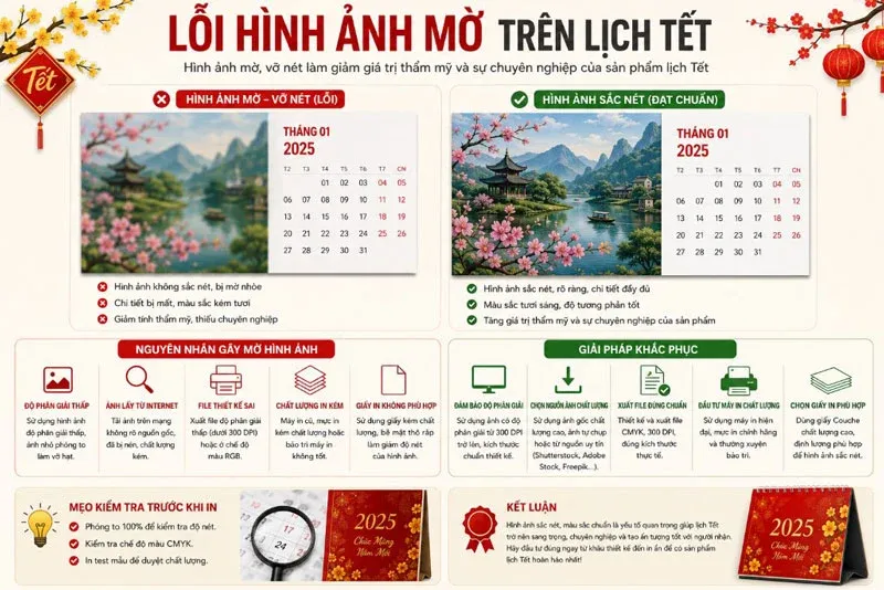 Lỗi ảnh mờ khi in lịch tết