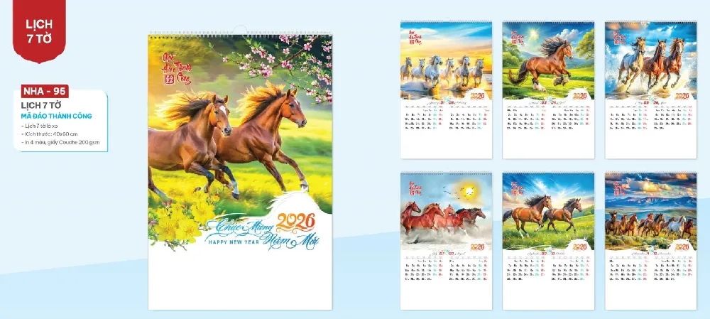 Mẫu lịch 2026 treo tường NHA