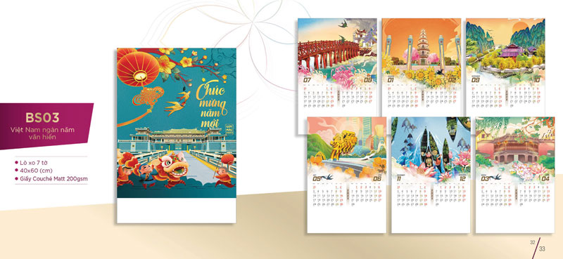 mẫu lịch 52 tuần BS 02 Mẫu lịch treo tường