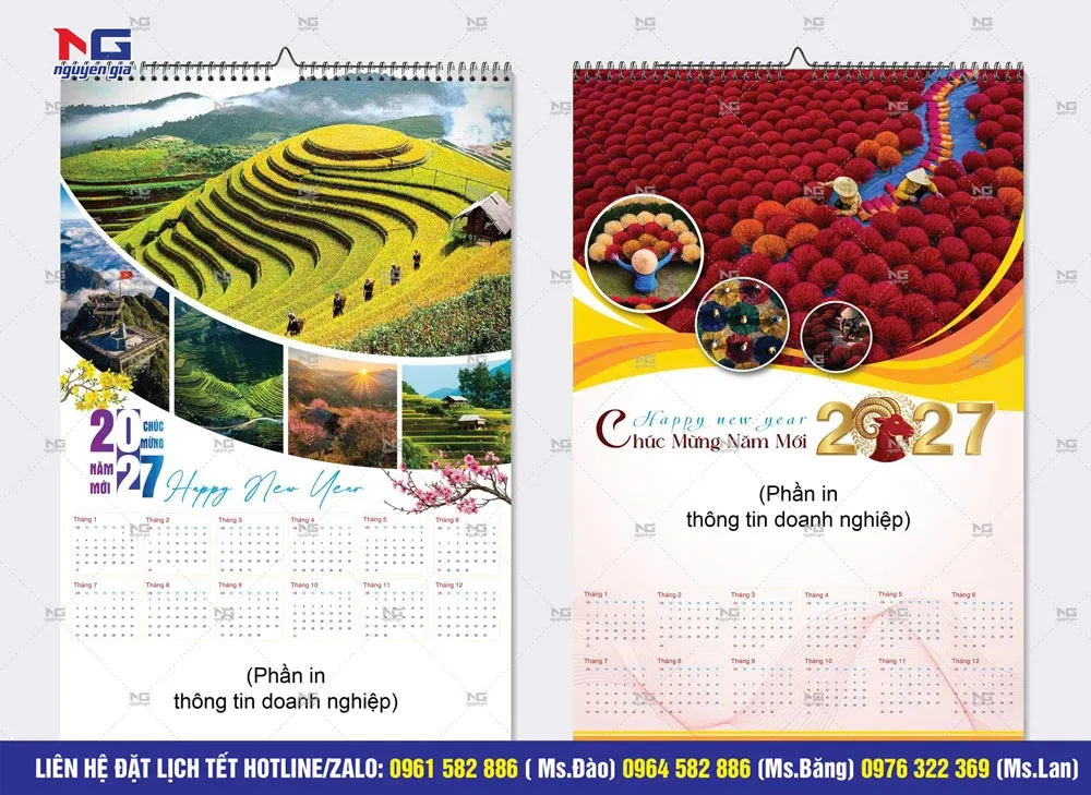 lịch 1 tờ nẹp thiếc