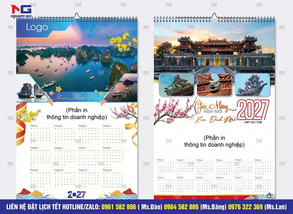 mẫu lịch 1 tờ thiết kế độc quyền theo logo