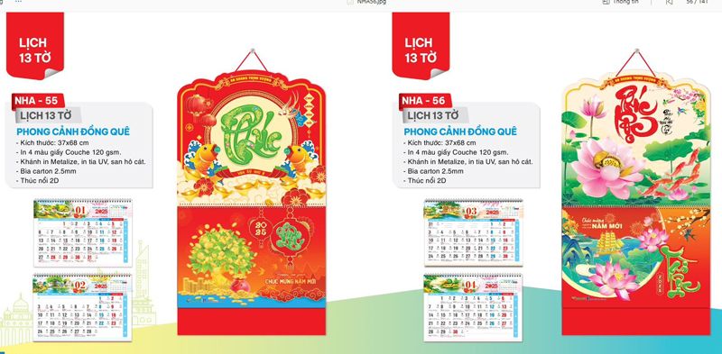 Lịch 13 tờ đẹp NHA55