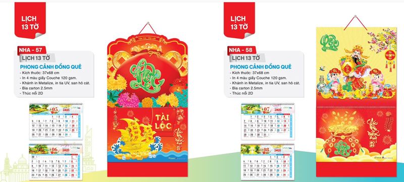 lịch 13 tờ giá rẻ Hà Nội