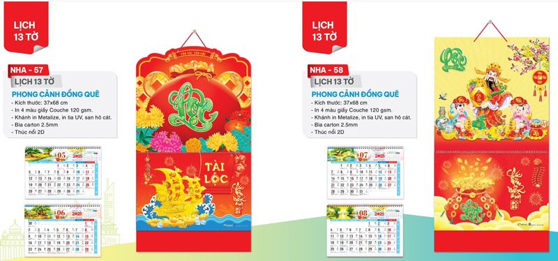 Lịch 13 tờ NHA 57 