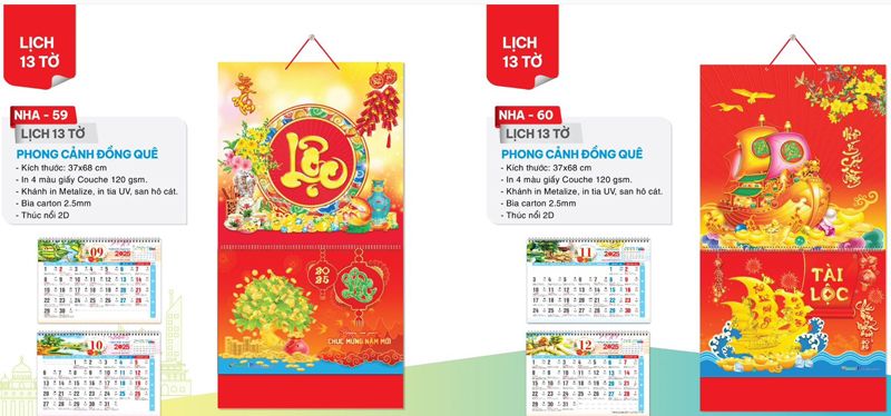 Lịch 13 tờ NHA phong cảnh đẹp