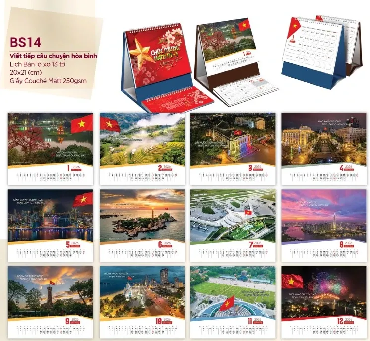 mẫu lịch bàn 2026 đẹp