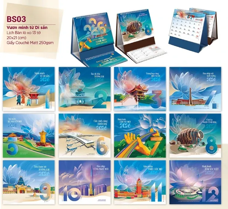 mẫu lịch bàn 2026 vươn mình
