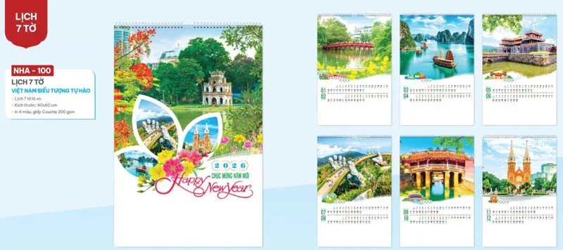 mẫu lịch treo tường VN biểu tượng tự hào