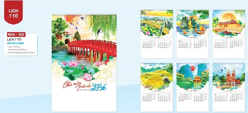 Dấu ấn 3 miền mẫu lịch treo tường