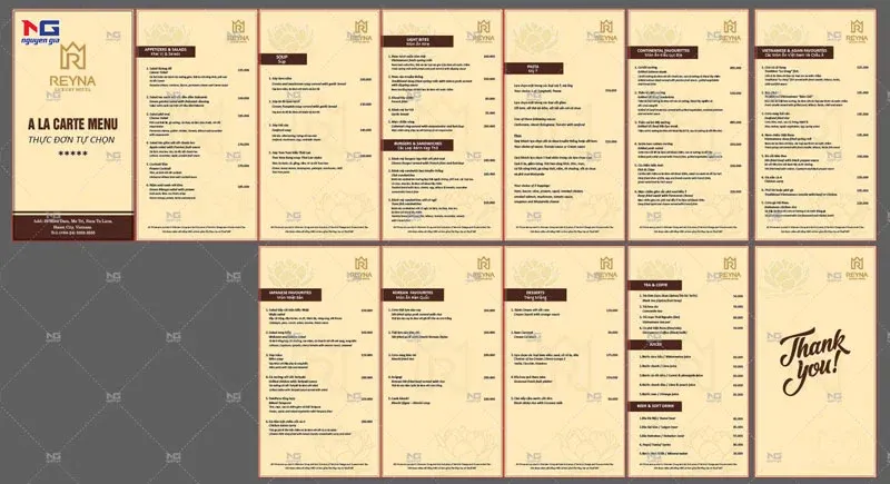 mẫu menu theo yêu cầu của khách hàng