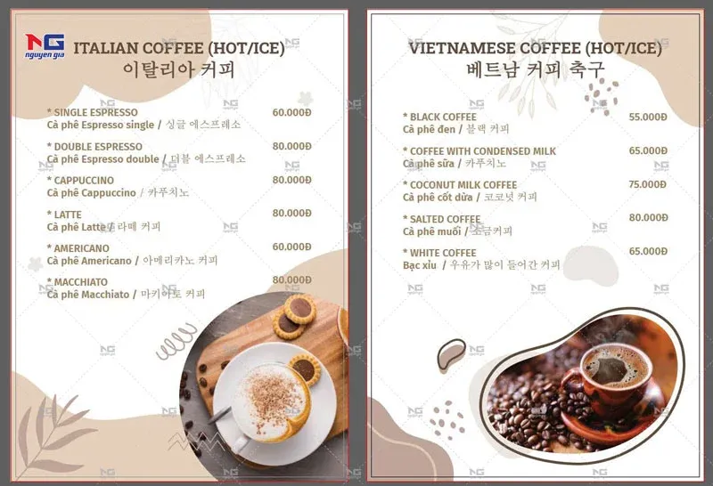 Mẫu menu theo yêu cầu Hà Nội