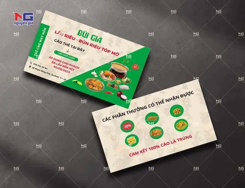 Mẫu thẻ cào trúng thưởng của Bùi Gia