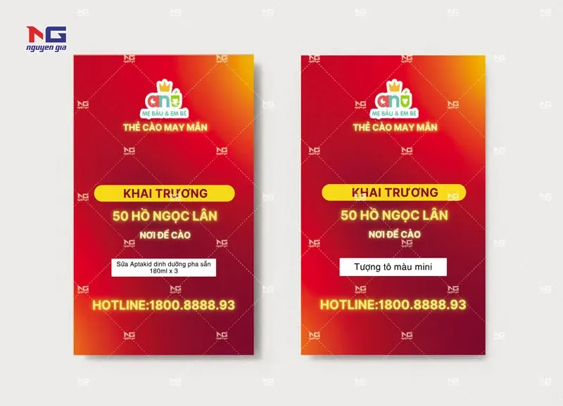 mẫu thẻ cào shop mẹ và bé
