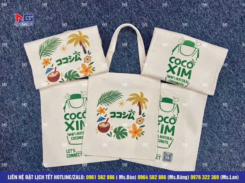 mẫu túi vải tote thoe yêu cầu của cocoxim