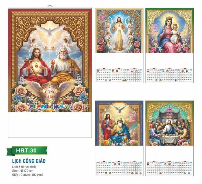 mẫu lịch 5 tờ công giáo