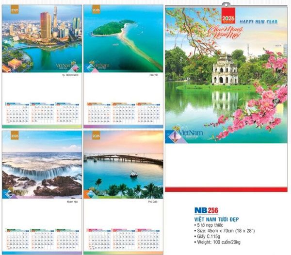 mẫu lịch 5 tờ đẹp NB256