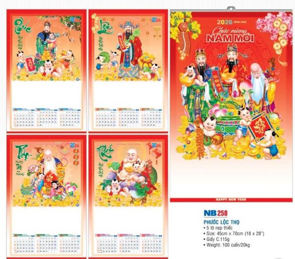 mẫu lịch 5 tờ NB358