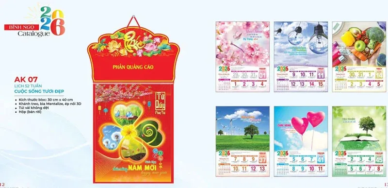 mẫu lịch 52 tuần 2026