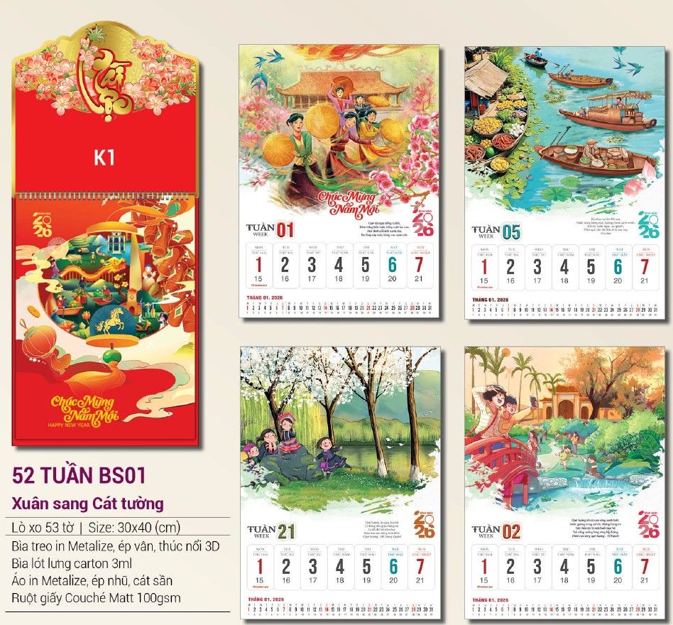 mẫu lịch 52 tuần đẹp