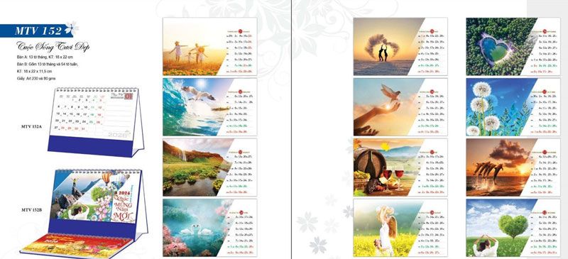 Lịch tết để bàn cuộc sống tươi đẹp