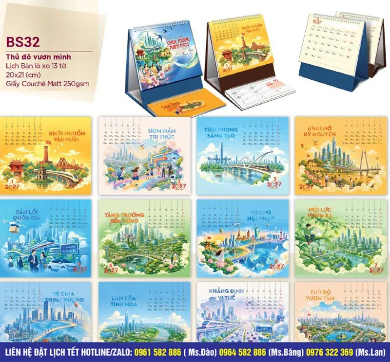 Mẫu lịch bàn chủ đề Thủ đô vươn mình