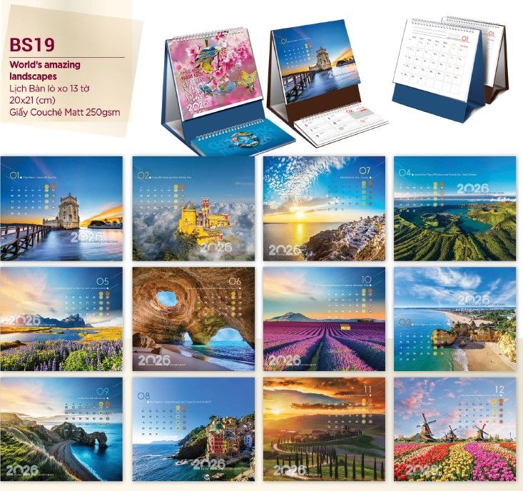 mẫu lịch bàn 2026 đẹp thực tế