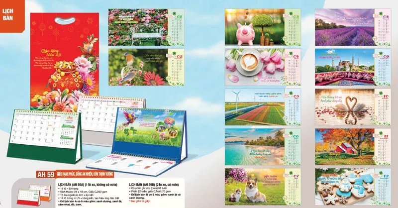 mẫu lịch để bàn gieo hạnh phúc sống an nhiên