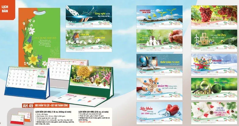 mẫu lịch để bàn gieo mầm tài lộc