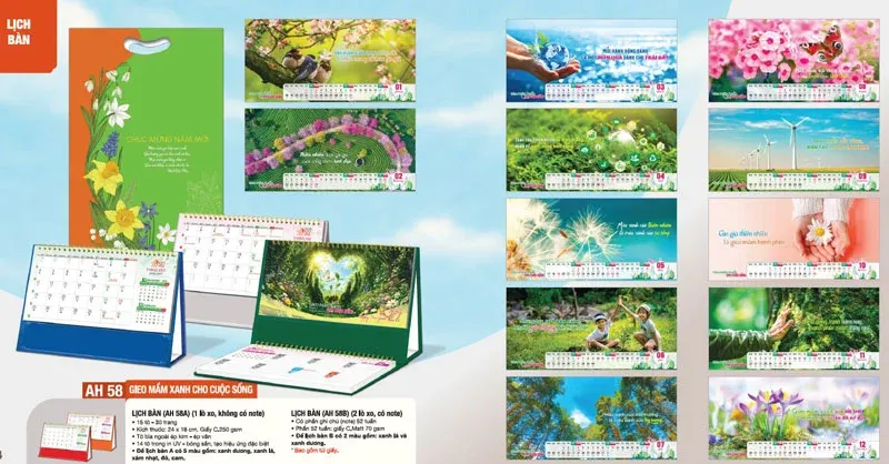 mẫu lịch gieo mầm hạt xanh