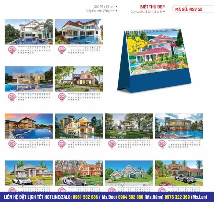 mẫu lịch bàn đẹp bông sen