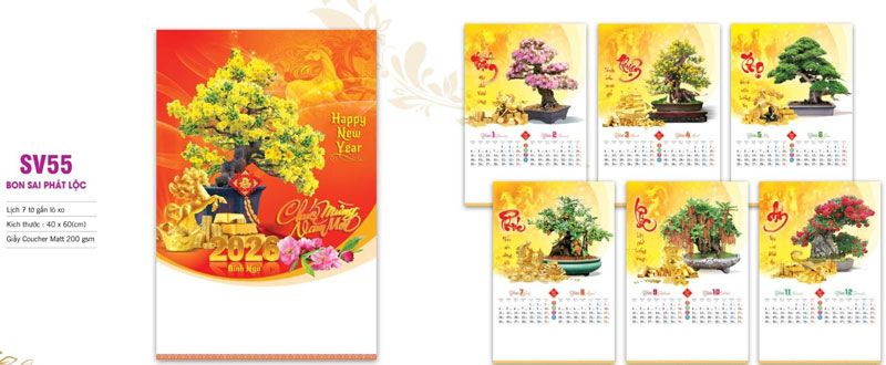 mẫu lịch treo tường BonSai phát lộc