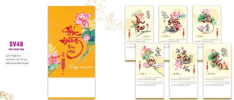 Mẫu treo tường 2026 Thư Pháp Sen