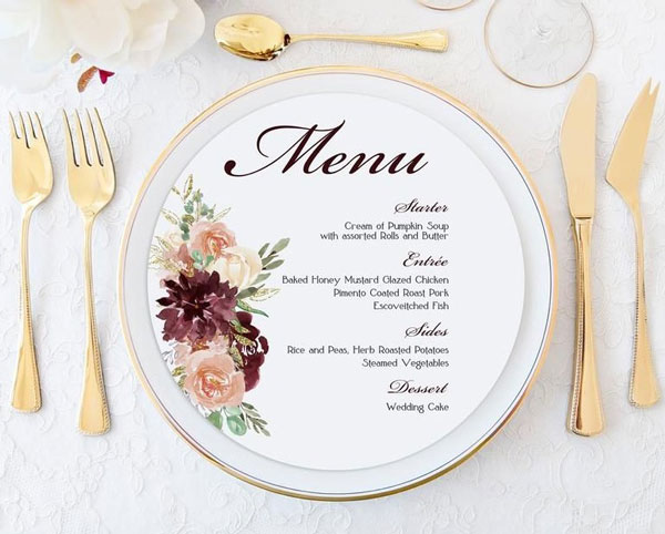 mẫu menu tiệc cưới hình tròn