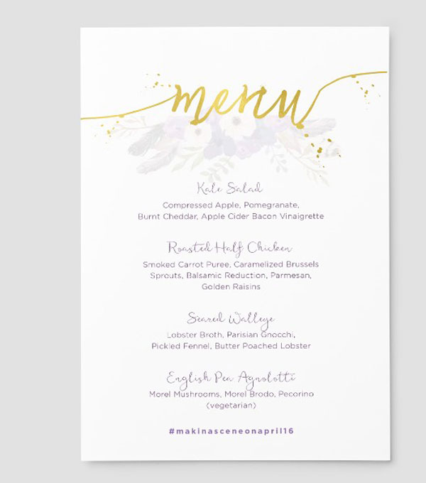 mẫu menu tiệc cưới