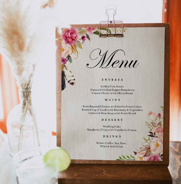 mẫu menu tiệc cưới đẹp