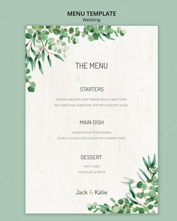 mẫu menu đẹp thực đơn tiệc cưới